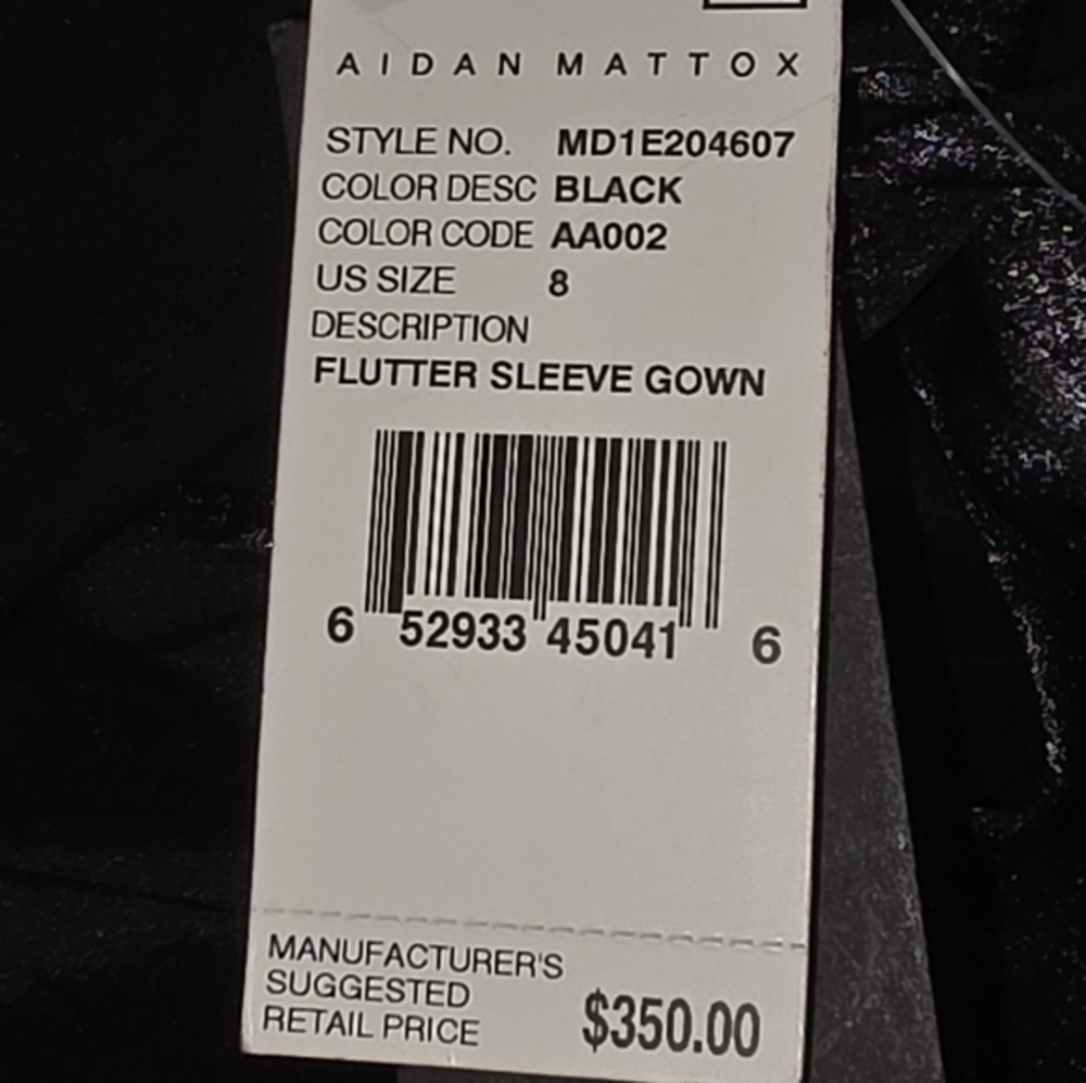 Aidan Mattox Flutter-Sleeve Burn Velvet A-Line Gown Surplice neck Size 8 $350 - Picture 14 of 15